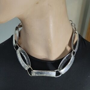 Vintage RLM Soho Silver Tone Hammered Chunky Link Necklace 21-24" Eclectic